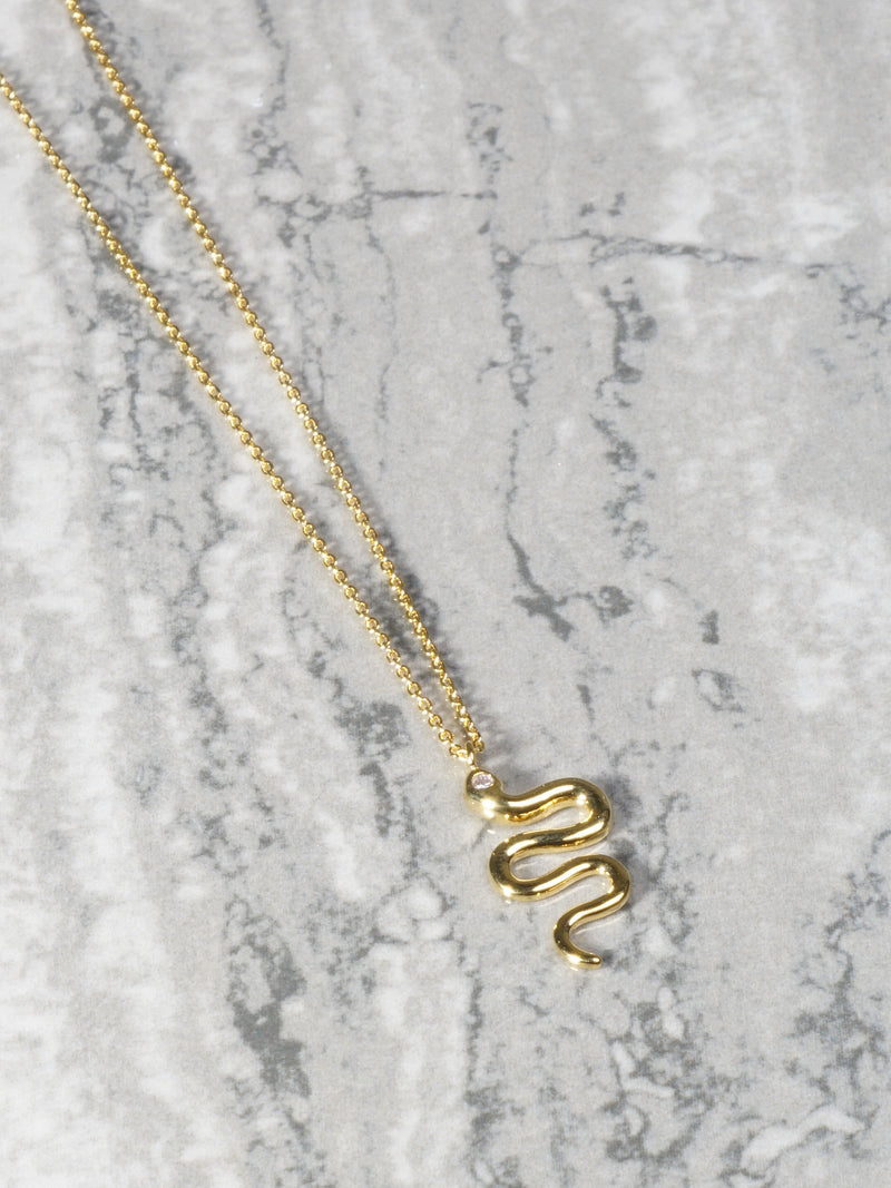 14K Gold Bonded Snake Necklace With Swarovski Crystal
