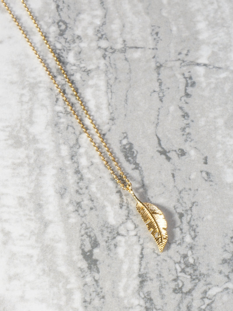 14K Gold Bonded Golden Feather Necklace